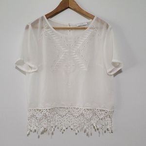 LUSH Boho Blouse with Embroidery & Lace